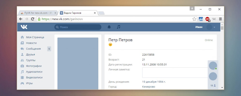 Скрытие личных данных ВКонтакте при помощи FlyVK