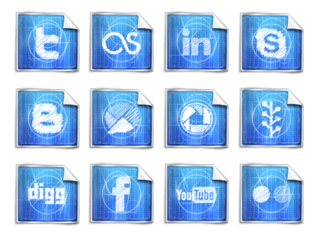 Иконки Blue Print Social Icons от Samo Drole