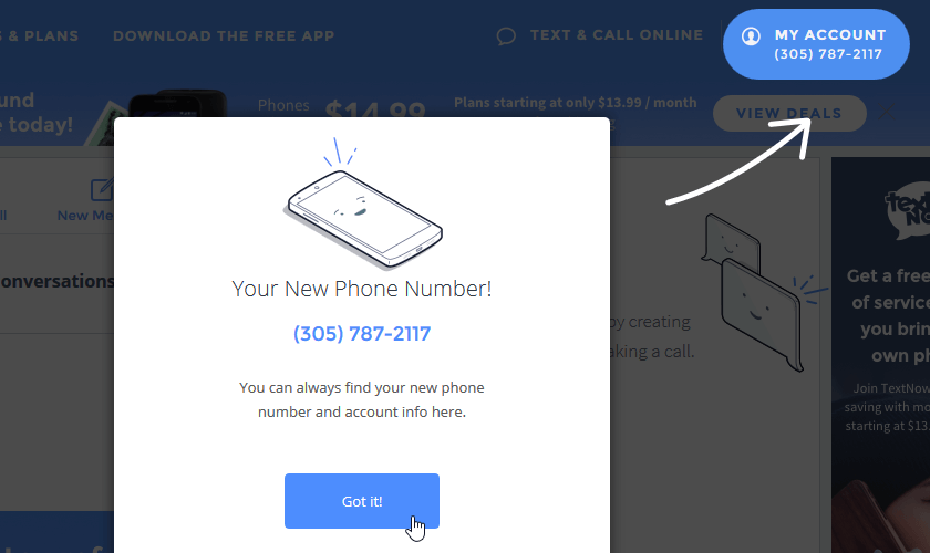 Завершение регистрации на сайте TextNow Завершение регистрации на сайте TextNow