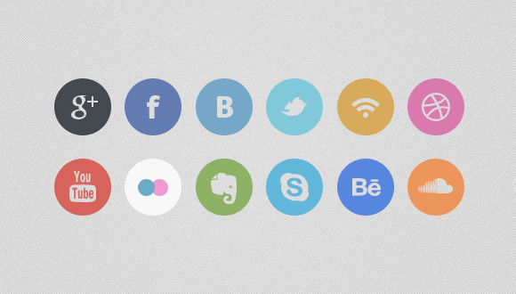 Социальные иконки: ВКонтакте, Facebook, Twitter, Google+ и YouTube