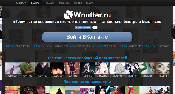 Wnutter – подсчёт количества сообщений ВКонтакте