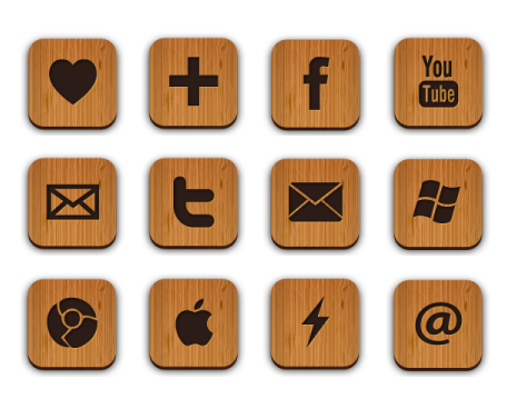 Иконки 50 Free Wood Textured Social Media Icons от Creative Nerds