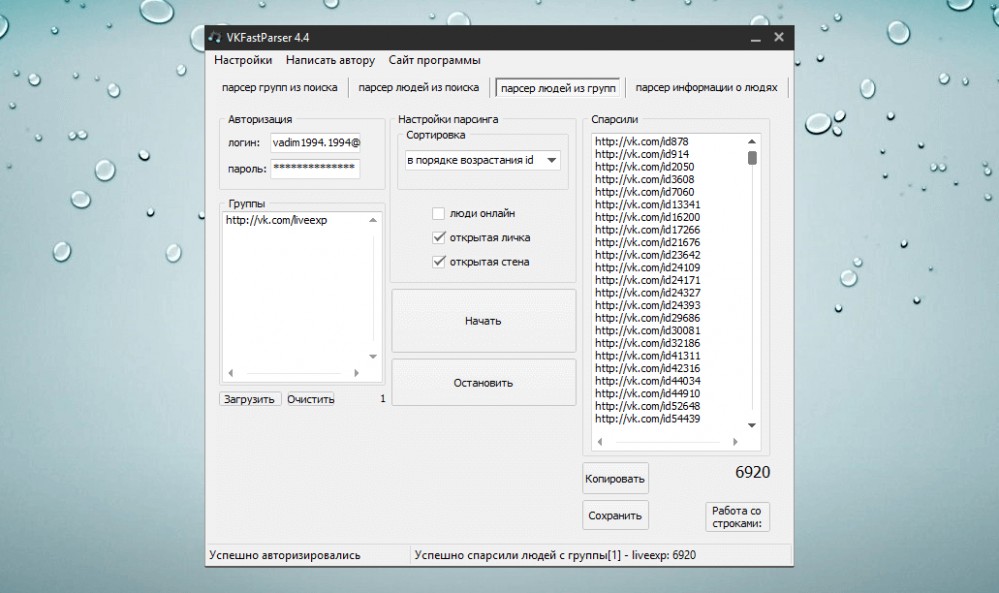 Парсер людей из групп в программе VKFastParser