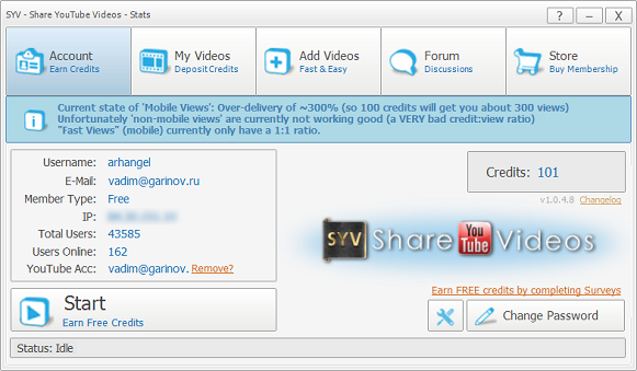 Share YouTube Videos 1.0.4.8 – накрутка лайков и просмотров у видео на YouTube Share YouTube Videos 1.0.4.8 – накрутка лайков и просмотров у видео на YouTube