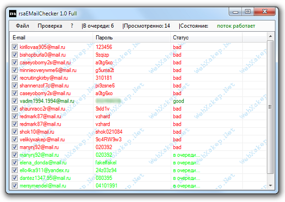 rsaEMailChecker 1.0 Full – чекер аккаунтов «Мой Мир»