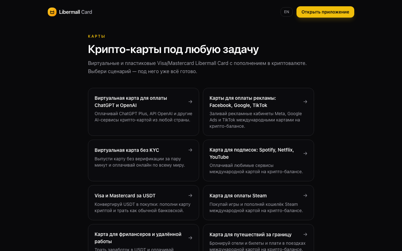 Каталог карт Libermall Card